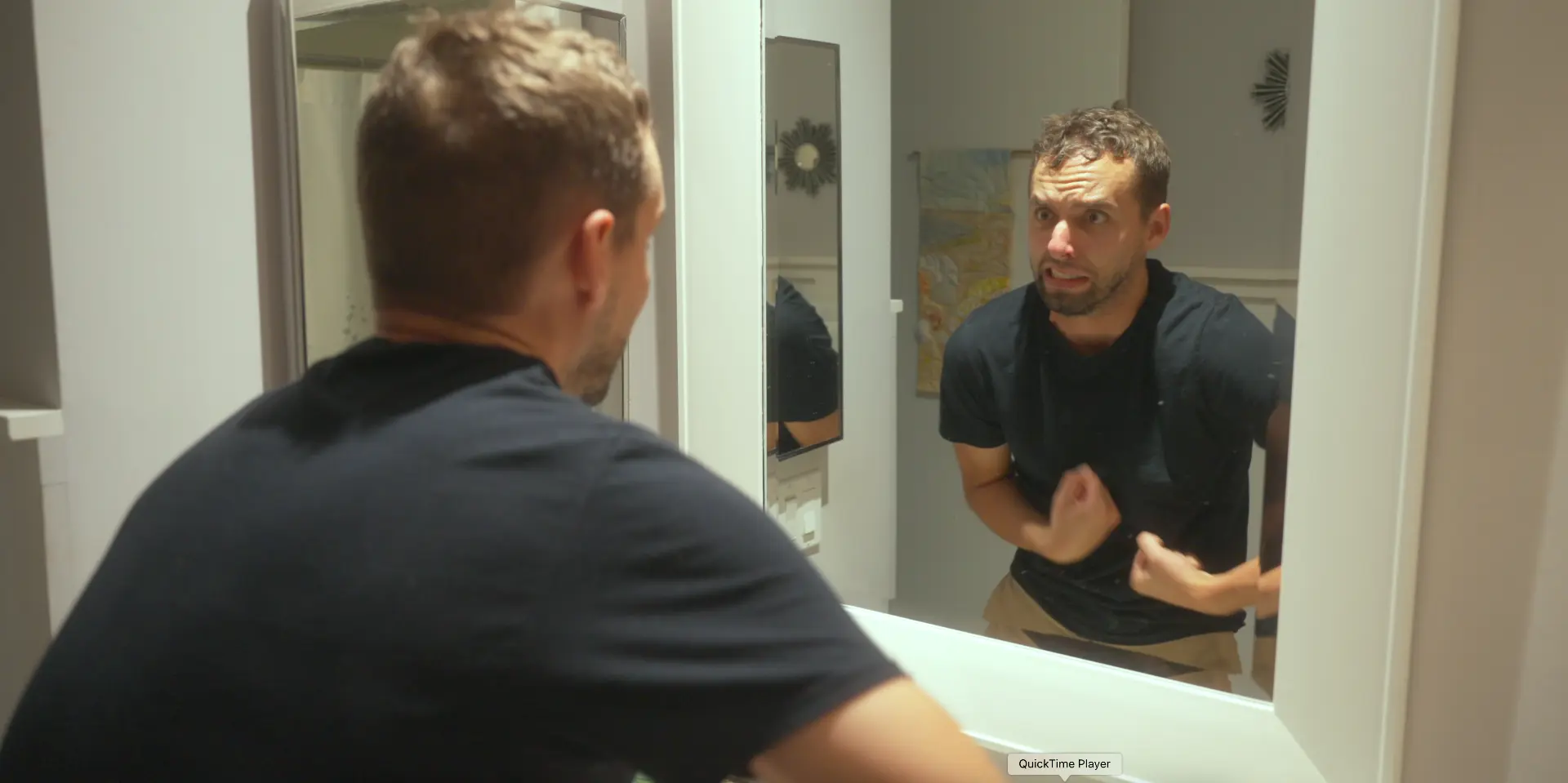 Ben confronting himself in the mirror